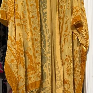 Free People Gold Velvet Burnout Duster